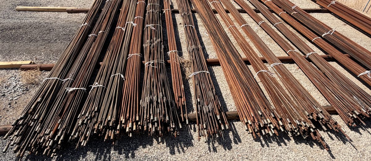 Bundles of used sucker rods